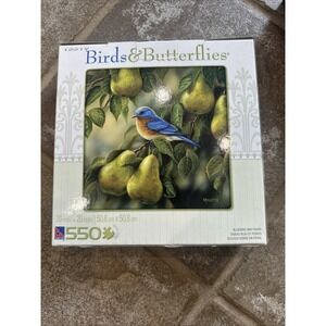 Birds & Butterflies Bluebird and Pears 550 Piece Puzzle. Jigsaw Puzzle Fast Ship